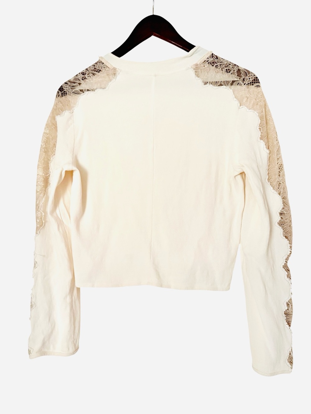 Free People women's Freya Tie Front Blouse lace long sleeve top size M cream - Picture 10 of 11